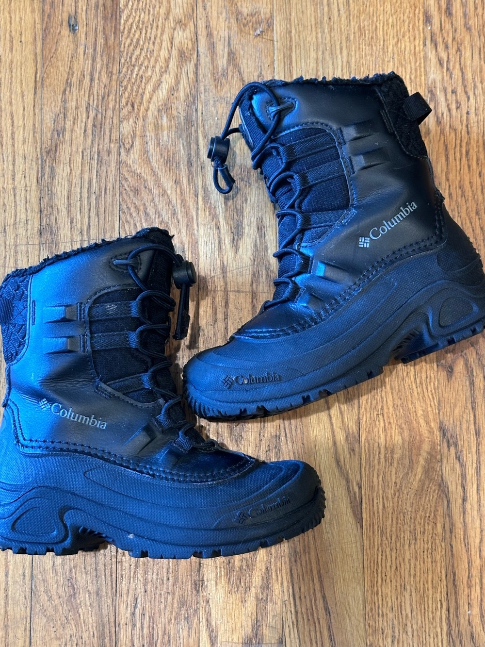 Columbia Kids Black Insulated Winter Boots with Quick-Pull Lacing